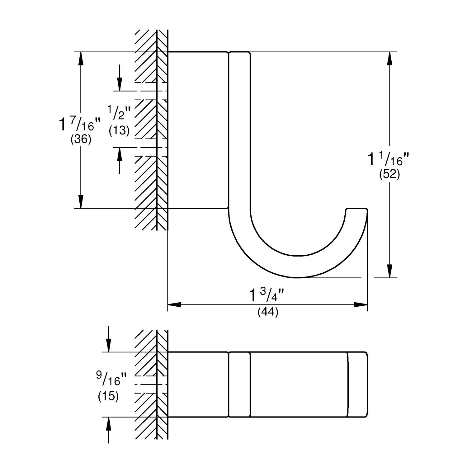 Крючок GROHE Selection, темный графит матовый (41039AL0) - Вид №1