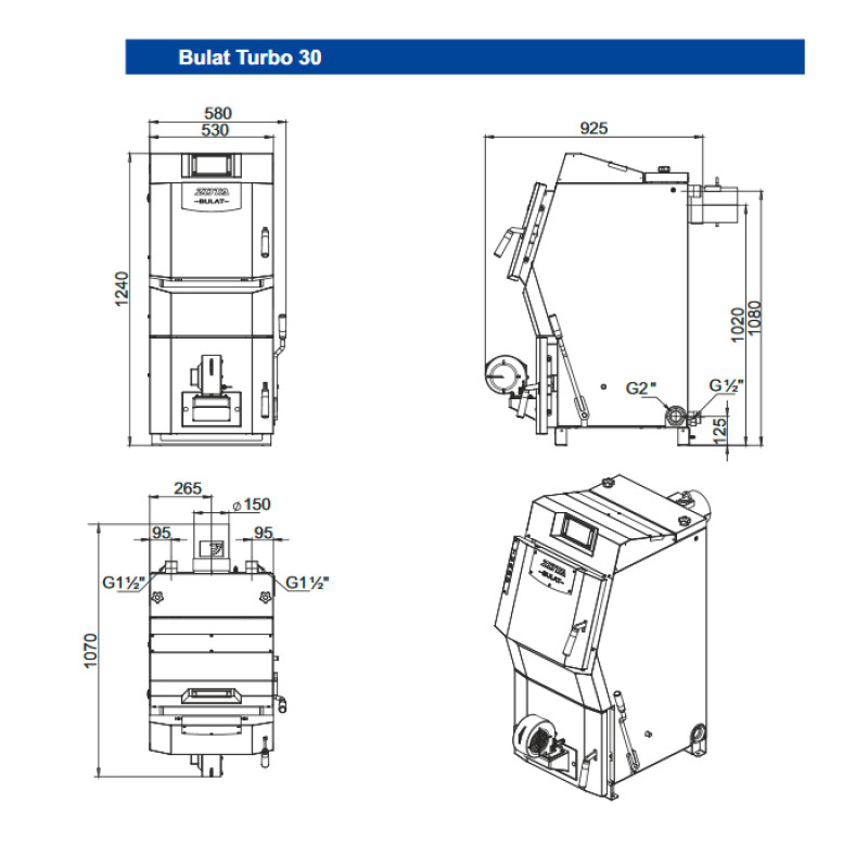 Твердотопливный котел ZOTA Bulat Turbo 37 BULATTURBO37 - Вид №7
