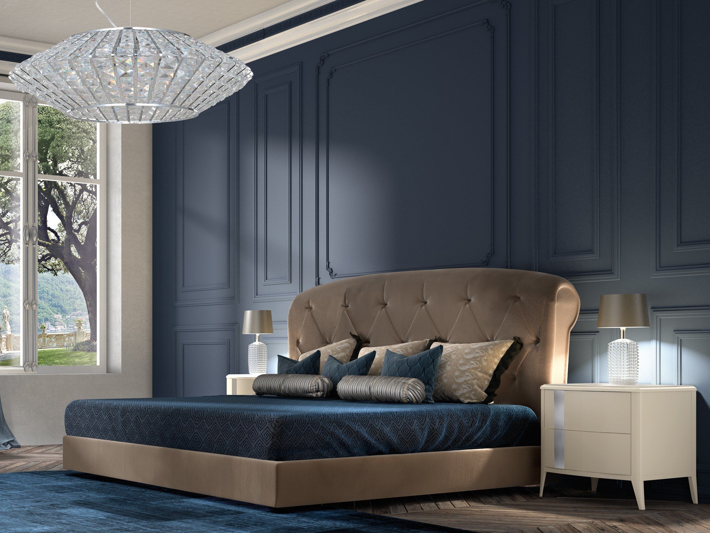 Двуспальная кровать из ткани с мягким изголовьем CASA +39 Gold ARCH-00068951