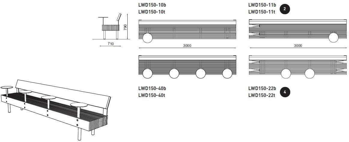Модульная скамья со спинкой Woody Santreyd sun-id-1379769 - Вид №6