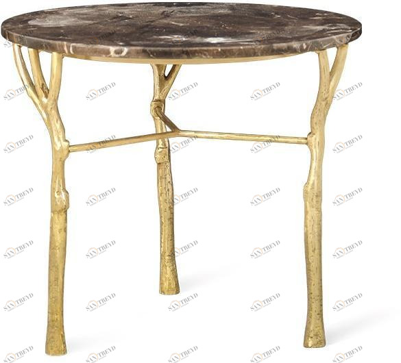 JOSÉ LEITE DE CASTRO Круглый высокий журнальный столик из латуни и мрамора  12904320 