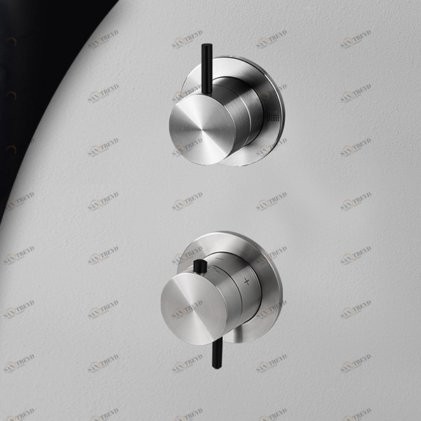 Термостат для душа матовая сталь с черной ручкой Toki Radomonte TER53SCIL12