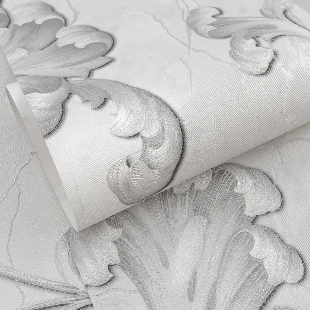 Обои флизелиновые Московская обойная фабрика Перри серые с вензельным рисунком 1.06 м 89423837 STLM-1574945 - Вид №2