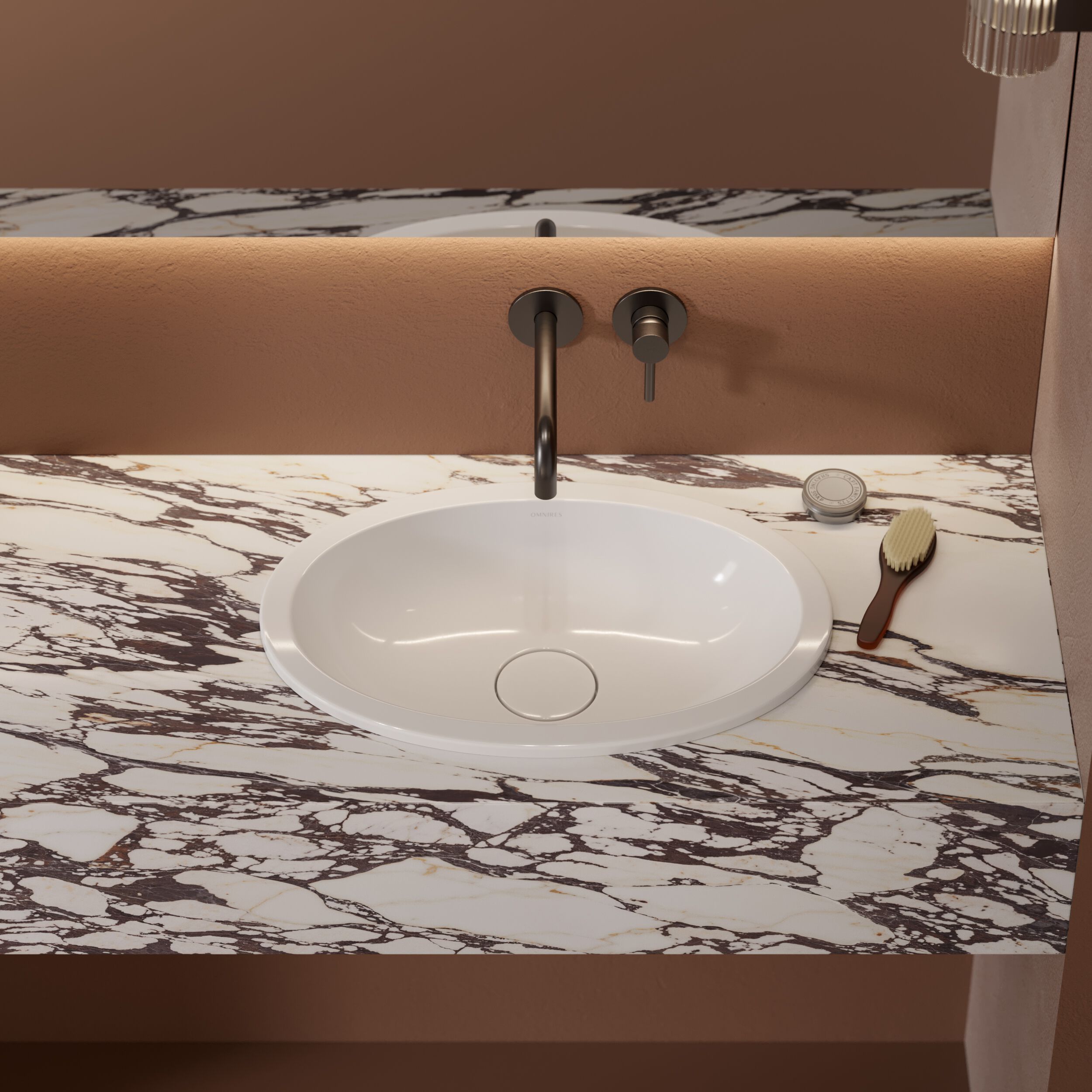 Встраиваемый умывальник из Овального композитного материала OMNIRES SHELL M+ SHELLUP ARCH-00152537 - Вид №30