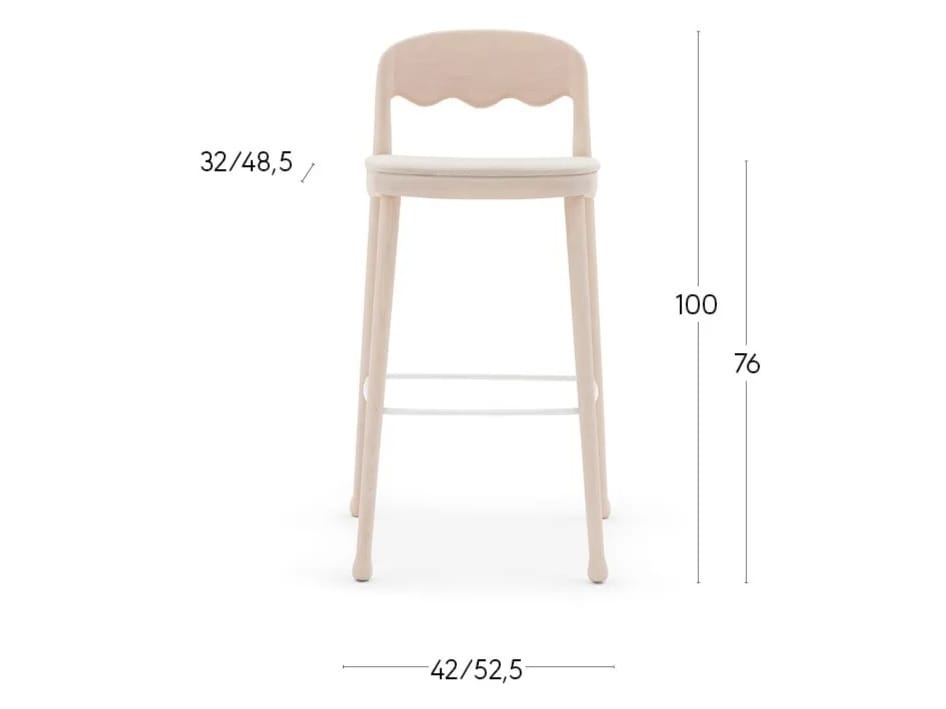 Высокий стул из ясеня со спинкой с мягким сиденьем Billiani Frisée ARCH-00051173 - Вид №3