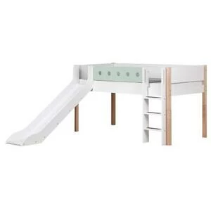 Кровать Flexa White с горкой, 190 см, мятная лакированная