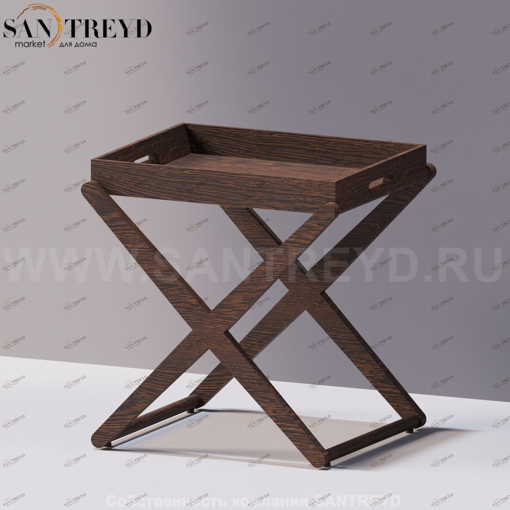 Agape X Низкий столик со съемным лотком под коричневый дуб ACOM0623RU