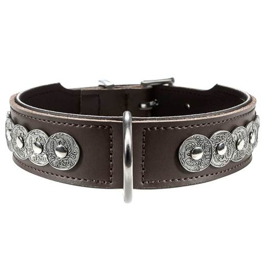 ПР0046525 Ошейник для собак Basic Rom 55 (41-49см)/3,9 натуральная кожа коричневый/черный HUNTER 