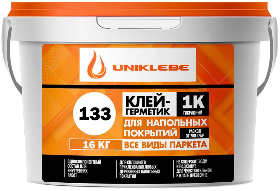 91612052 Клей-герметик гибридный Uniklebe 133 1К для паркета 16 кг STLM-0893006