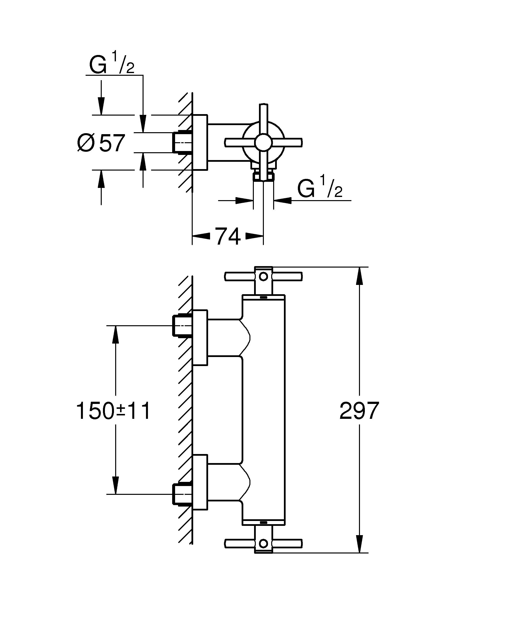 Смеситель для душа GROHE Atrio New, настенный монтаж, темный графит (26003AL3) - Вид №2