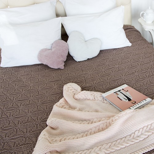 Плед MARLY 220*240 APERO ДИЗАЙНЕРСКИЕ, ВЯЗАНЫЕ, ОДНОТОННЫЕ 010341 Бежевый  - Вид №1