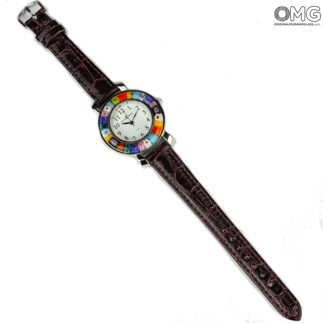 2931 ORIGINALMURANOGLASS Наручные часы Унисекс - пурпурные - миллефиори - Original Murano Glass OMG 23 см  - Вид №1