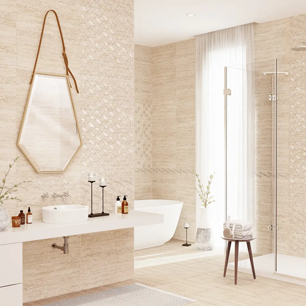 Бордюр настенный Azori Ascoli Diamond 7.5x63 см 0.047 м² камень цвет бежевый STLM-2068726 - Вид №3