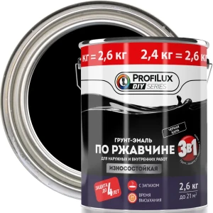 Грунт-эмаль по ржавчине 3 в 1 Profilux Lm цвет чёрный 2.6 кг
