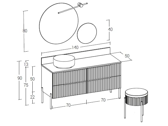 Деревянный напольный умывальник с ящиками LEGNOBAGNO Re-Stretch ARCH-00061863 - Вид №4