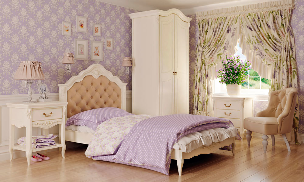 Прикроватная тумбочка с ящиком и полкой светло-бежевая Romantic KREIND ROMANTIC 00-3879911 Бежевый Santreyd - Вид №2