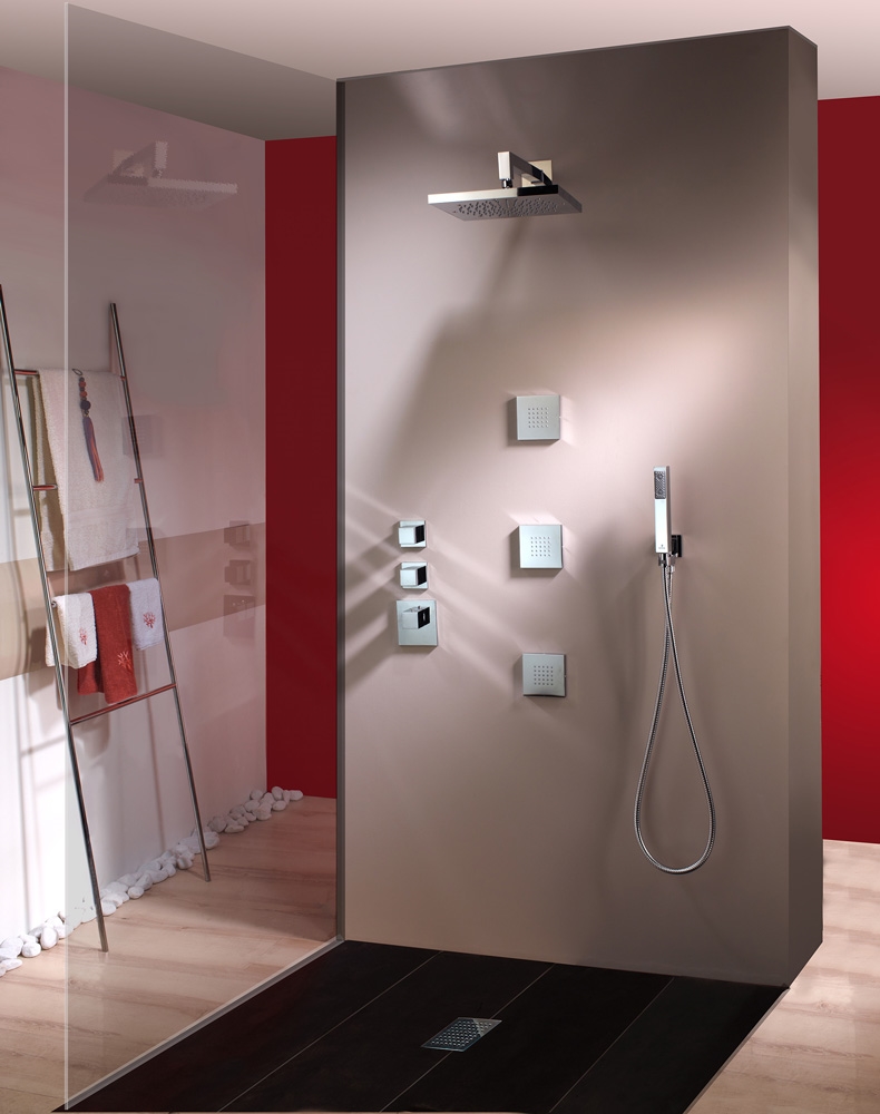 Z032203 + Z030203 000 Смеситель & запорный кран Cube 3 Outles (with diverter) HP BOSSINI  - Вид №3