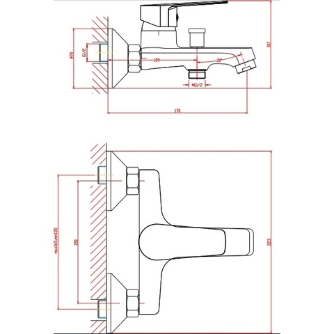 Orange Loop M26-100BR однозахватный ванно/душевой смеситель с душевыми аксесуарами (шланг, лейка, держатель). Цвет: бронза черный sun-id-1517328 - Вид №1