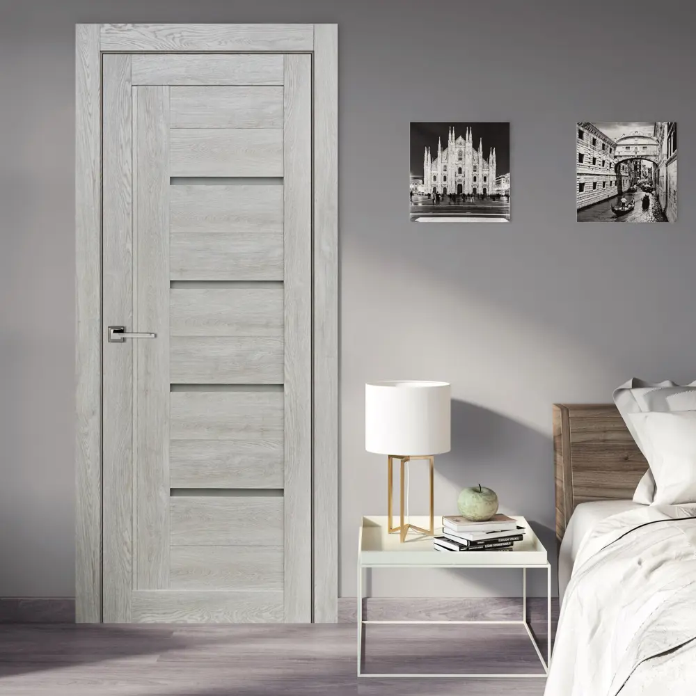 Комплект двери Тренд вертикальный со стеклом 70x200 см Hardflex серый с добором 150 мм ПРИНЦИП STLM-2192595 - Вид №1