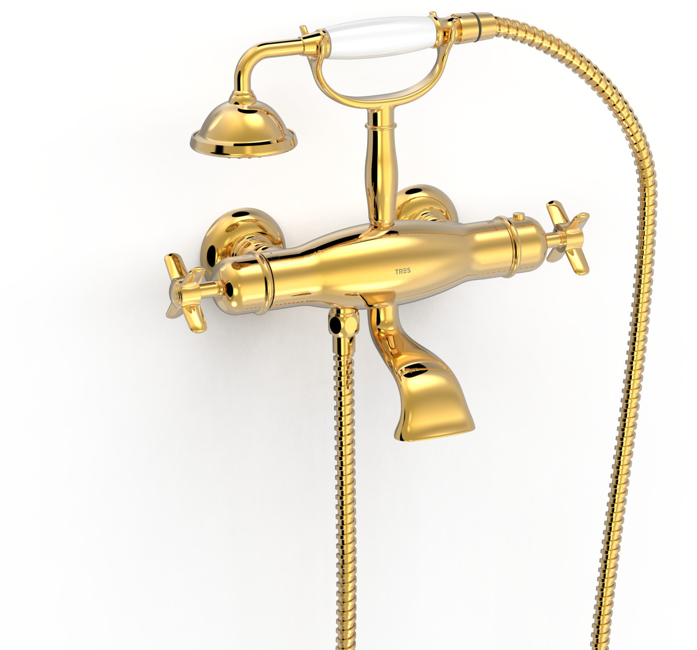 Настенный термостатический смеситель TRES CLASIC для ванны и душа-24217609OR TRES