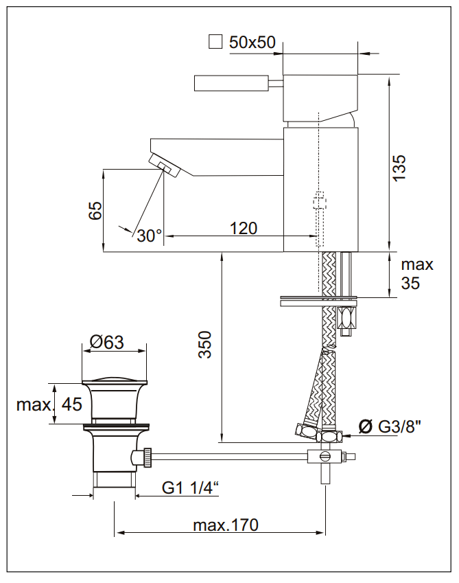 Смеситель для раковины Kaja Aquadrat 58020-C A-Quadrat 58020C - Вид №1