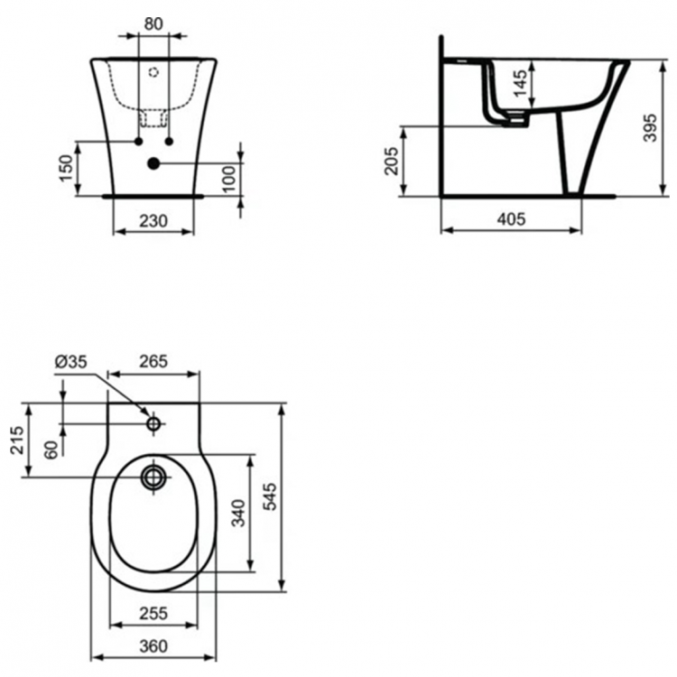 E018001 Напольное пристенное биде Ideal Standard CONNECT AIR - Вид №4
