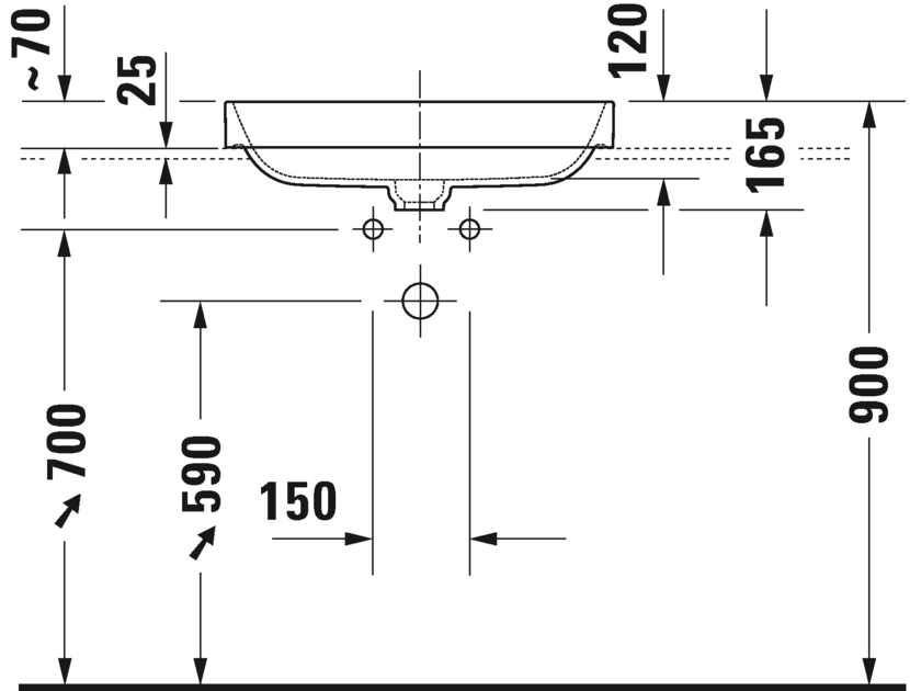 2359600000 Накладная раковина на столешницу  овальная Duravit Happy D.2 Plus - Вид №3