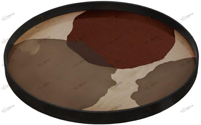 Ethnicraft Круглый поднос из дерева и стекла Translucent silhouettes 20439