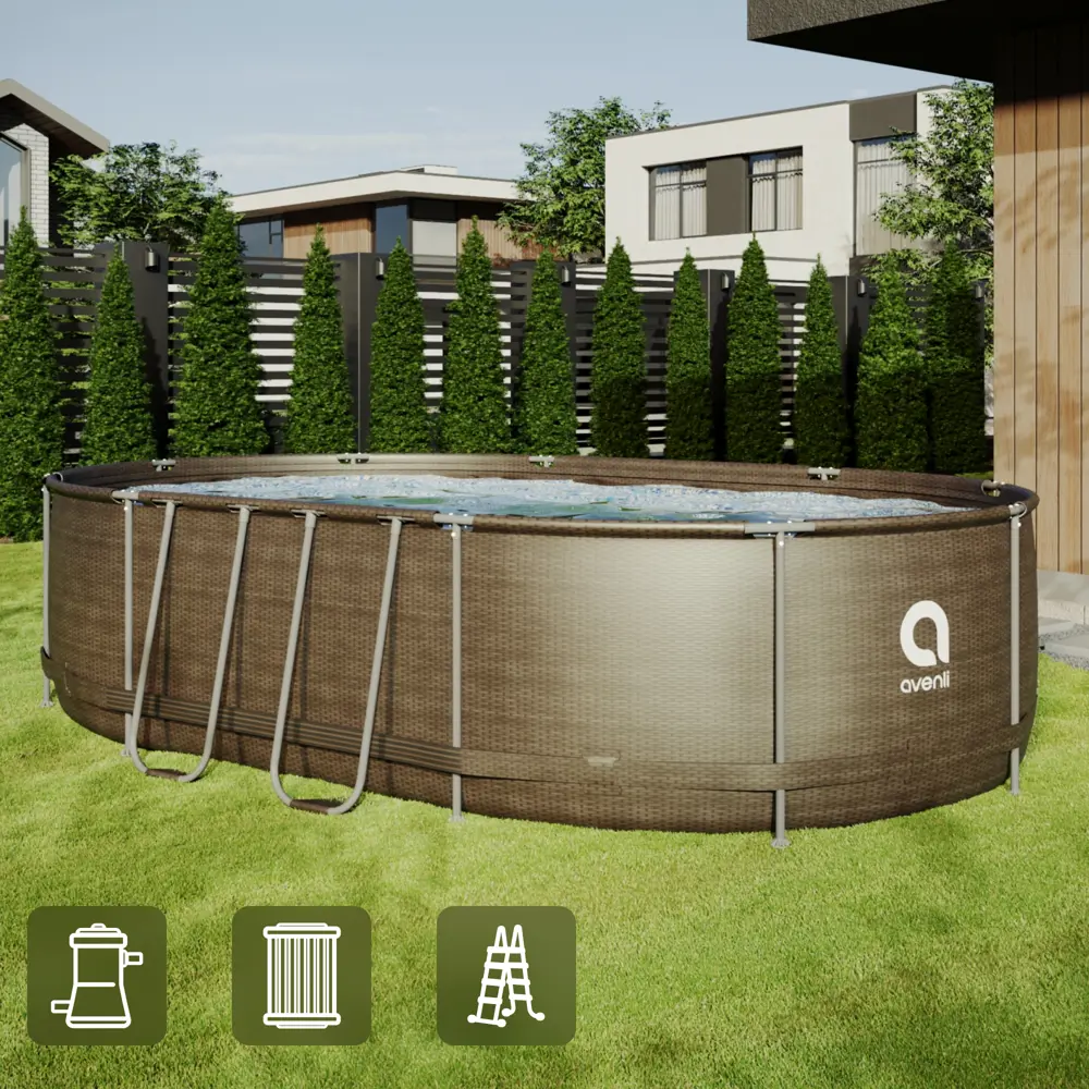 Каркасный бассейн Avenli овальный 427×275×100 см с насосом 89335104 STLM-1565411
