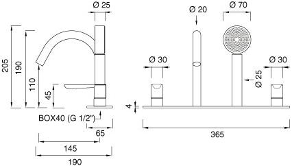 Ceadesign Кран из нержавеющей стали с ручным душем Lutezia plus Ltz 46 - Вид №1