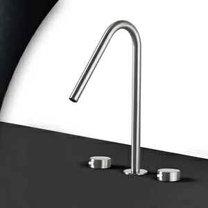 Смеситель для раковины сталь матовая с белой ручкой Toki Radomonte TKI24SCIL31