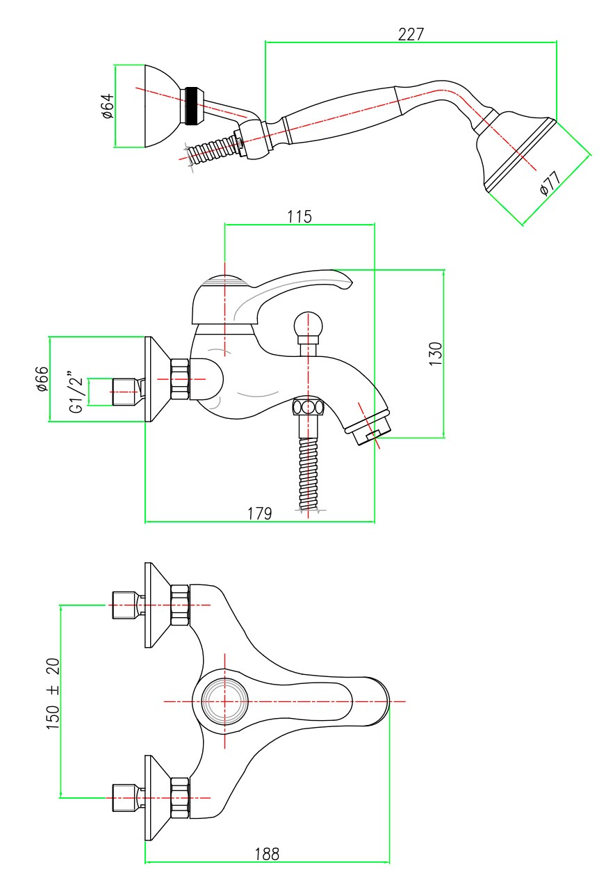 AU850101065 Смеситель для ванны Webert Aurora - Вид №2