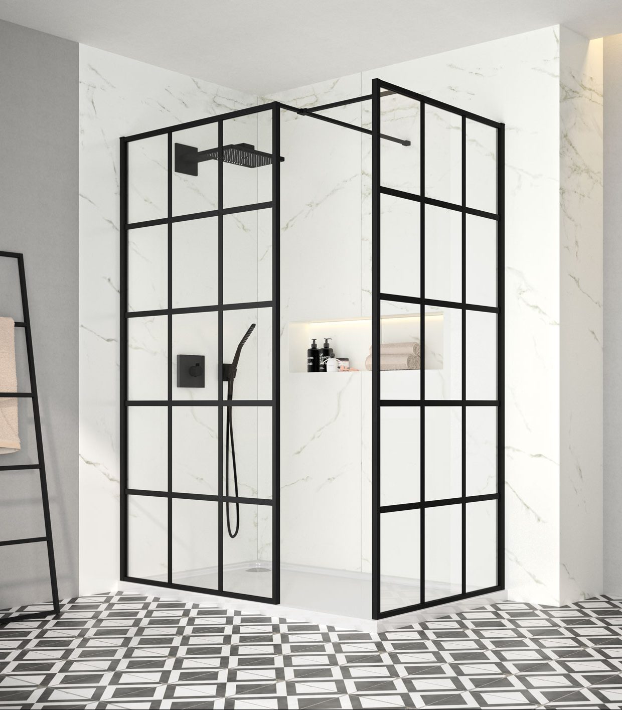 Душевая перегородка BLKFSWCTL100 Merlyn Black Черный - Вид №1