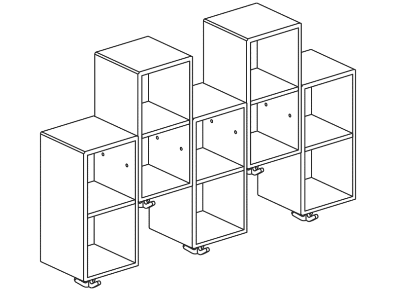 M20.03.008 Двойной модуль расширения асимметричный, 5 мест с эластичными тройными крючками HEWI Kids - Вид №4