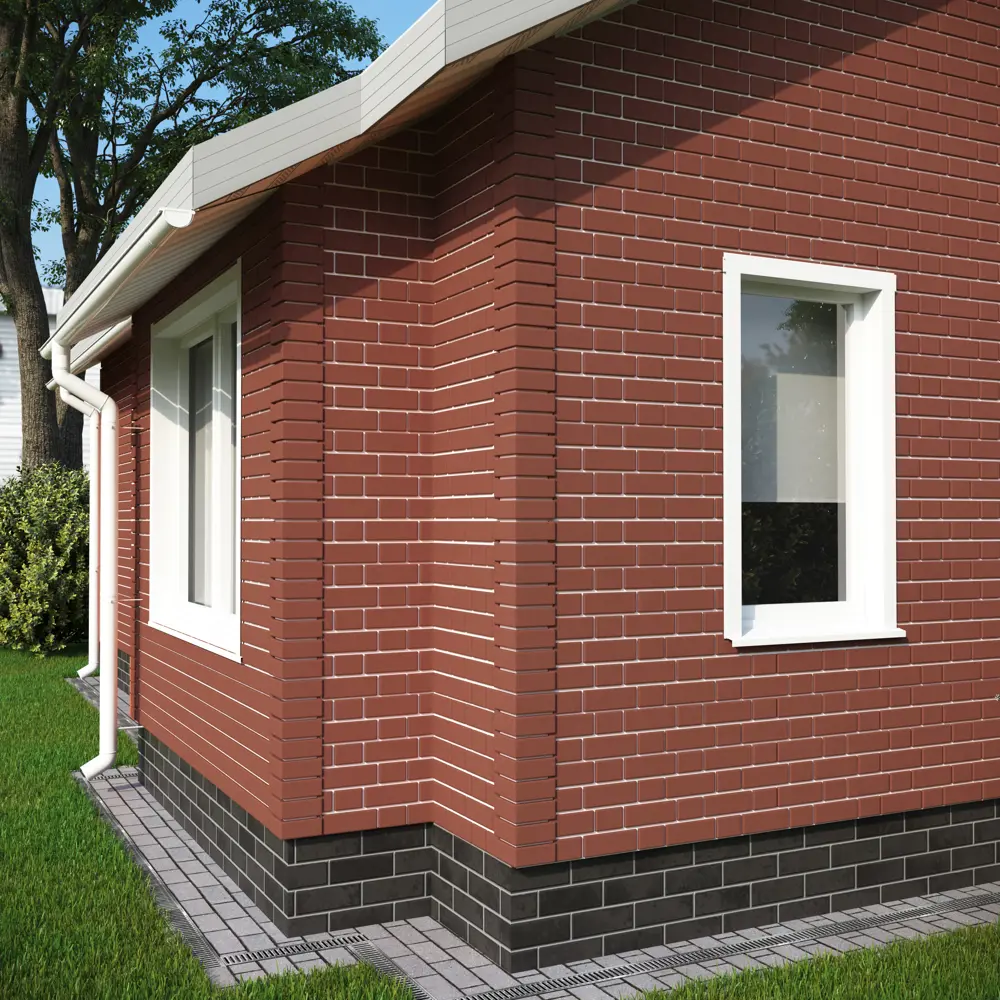 Фасадная панель Dacha Кирпич гладкий тёмно-красный 0.46 м² Флемиш STLM-2096928 - Вид №3