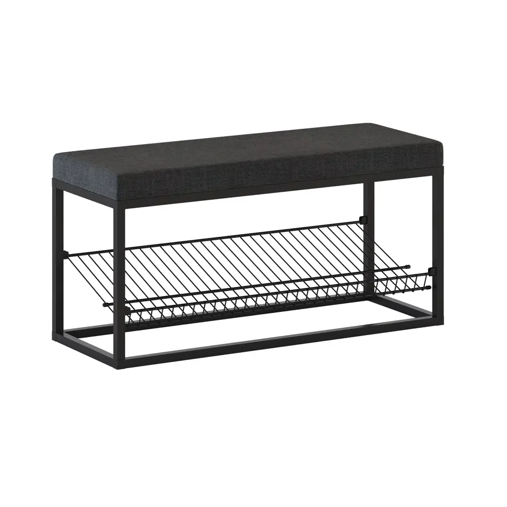 Santreyd Банкетка-обувница с мягким пуфом для прихожей 89373396 Черный муар STLM-1083477