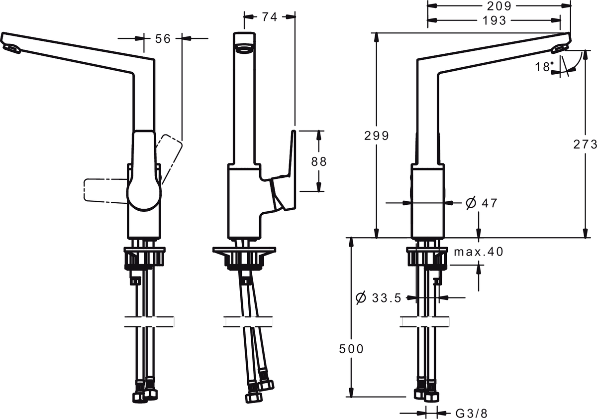 Oras 3838F Смеситель для кухни 3838F Twista Хром  - Вид №2