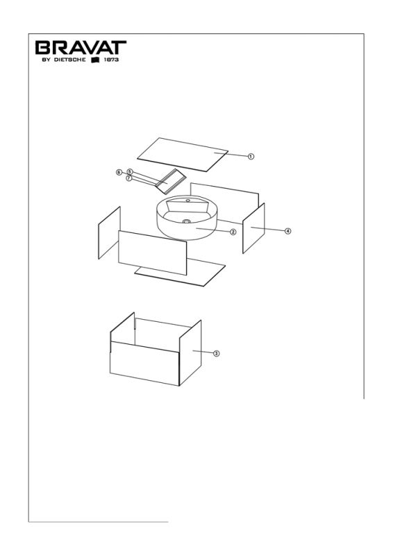 C22284W-1-ENG Накладная раковина на столешницу  овальная Bravat  - Вид №1
