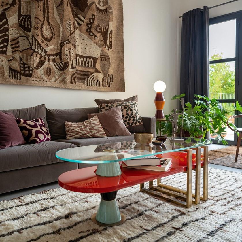 MARIONI Низкий лакированный журнальный столик из дерева Palm 02960 - Вид №6