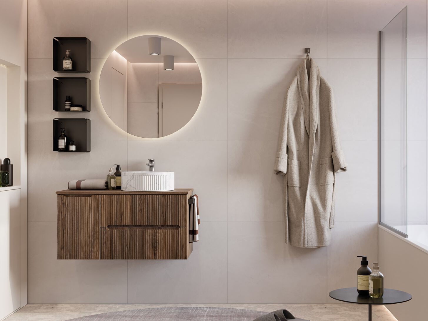 Деревянный подвесной туалетный столик с зеркалом с ящиками LEGNOBAGNO Verso ARCH-00108308