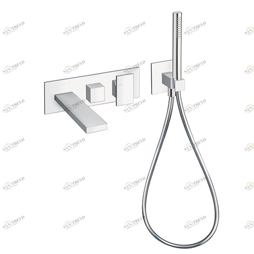 CRITA103 Внешние части смесителя для ванны / душа для CRICS100 (правая сторона) - CRICS101 (левая сторона) с переключателем на 3 выхода, гибким шлангом LONG LIFE, ручным душем из латуни с защитой от накипи и металлической пластиной Cristina Rubinetterie 