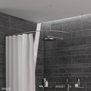 DSB500-1150F Четверть круга штанги для душевой занавески с радиусом дуги 50 см, 115 x 115 см для крепления к потолку PHOS