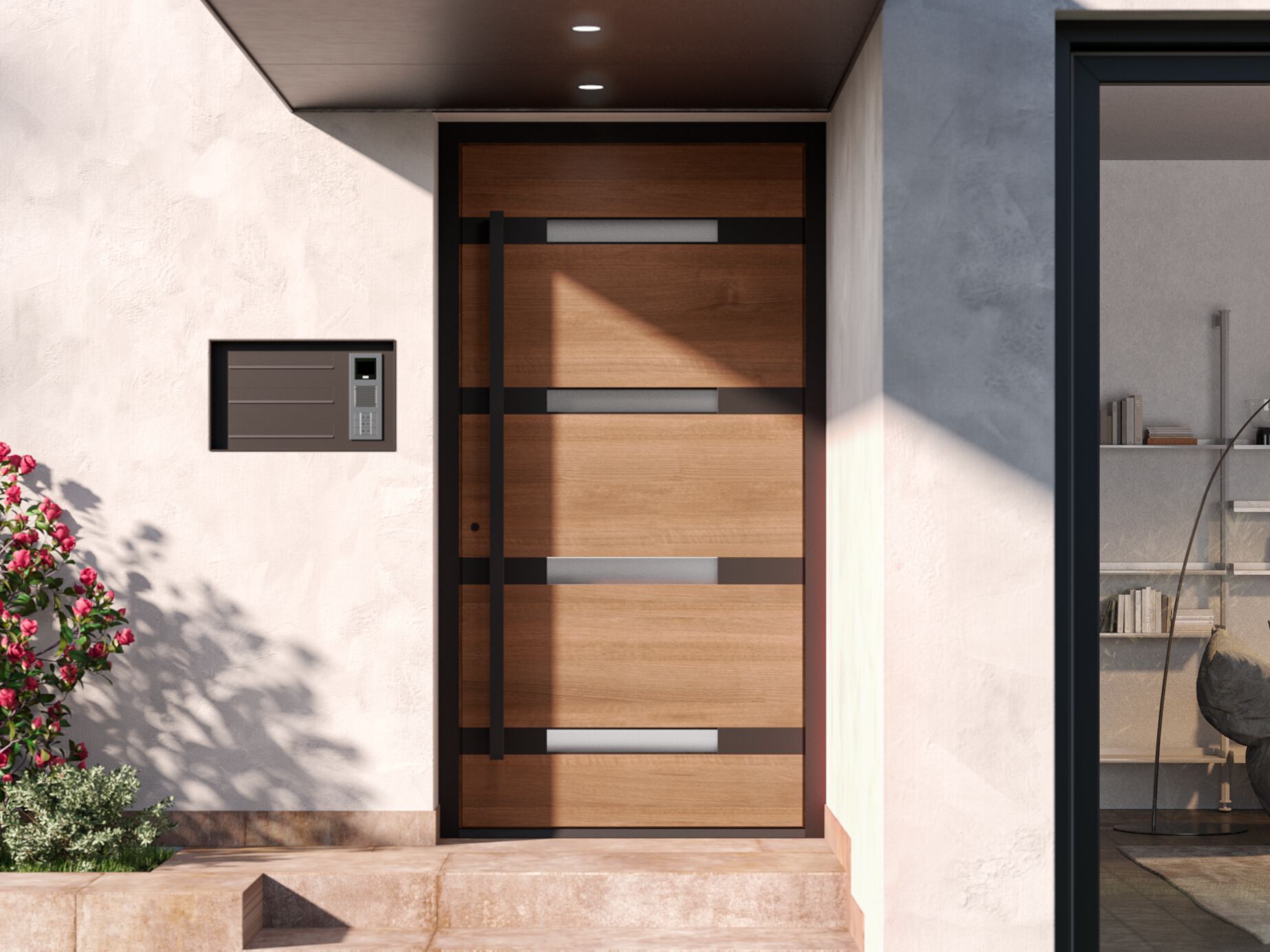 Алюминиевая входная дверь со стеклянными панелями WnD ATRIUM 75 - BLACK DESIGN ARCH-00056473 - Вид №1