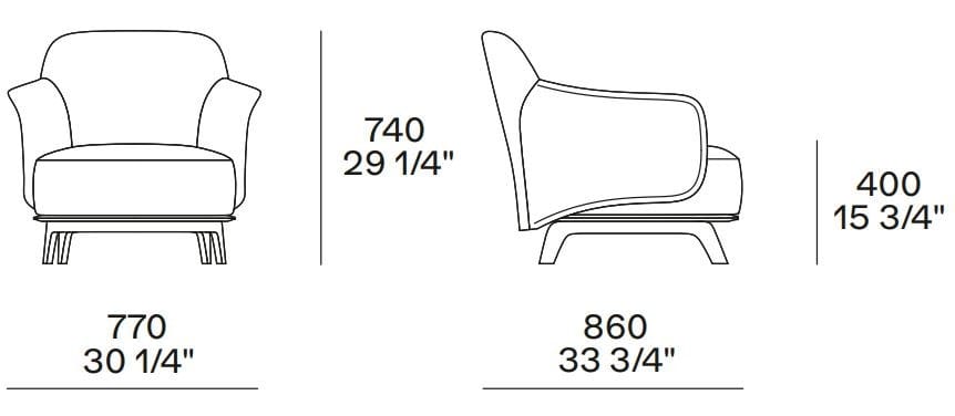Кожаное кресло с подлокотниками Poliform KAORI ARCH-00132628 - Вид №4