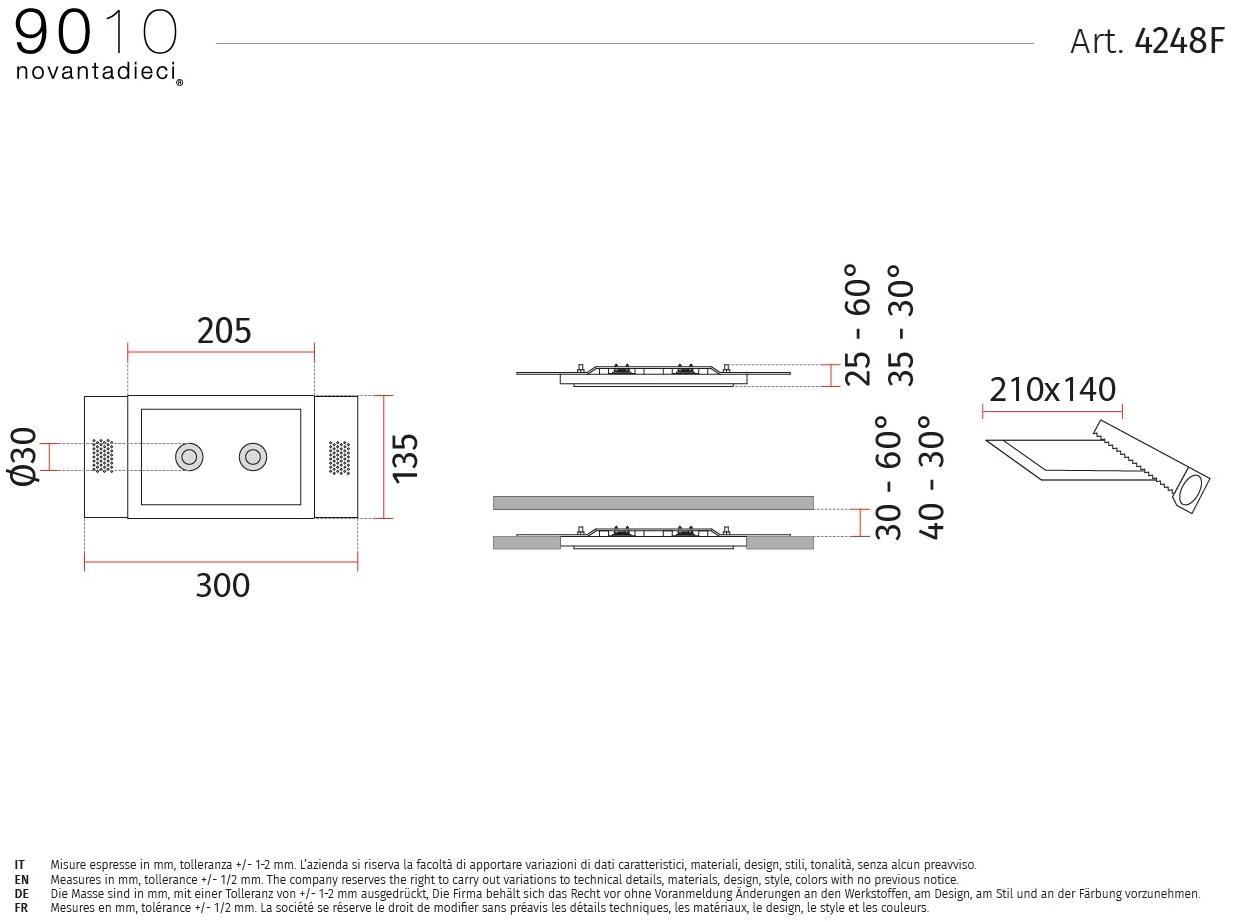 9010 novantadieci Встраиваемый потолочный светильник led из cristaly®  4248f  - Вид №1