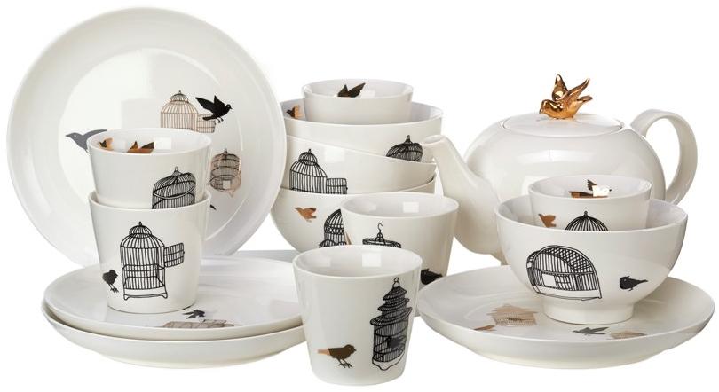 Pols Potten Набор сервировочных тарелок из фарфора Freedom birds 230-400-447  - Вид №5