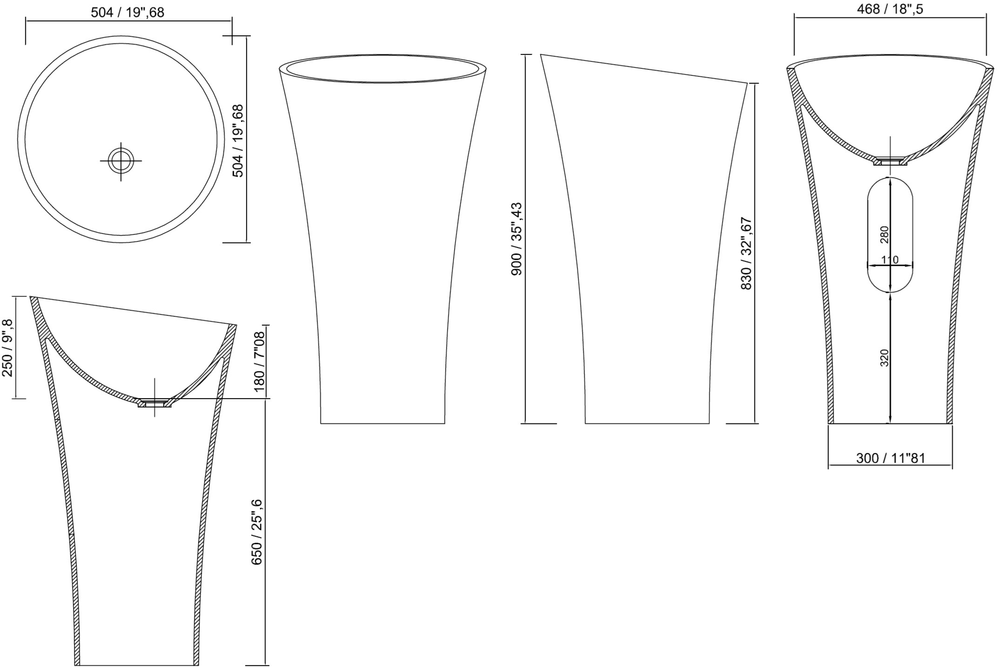 Evc Напольная раковина стоящая овальная MOMA Design Evoque - Вид №1