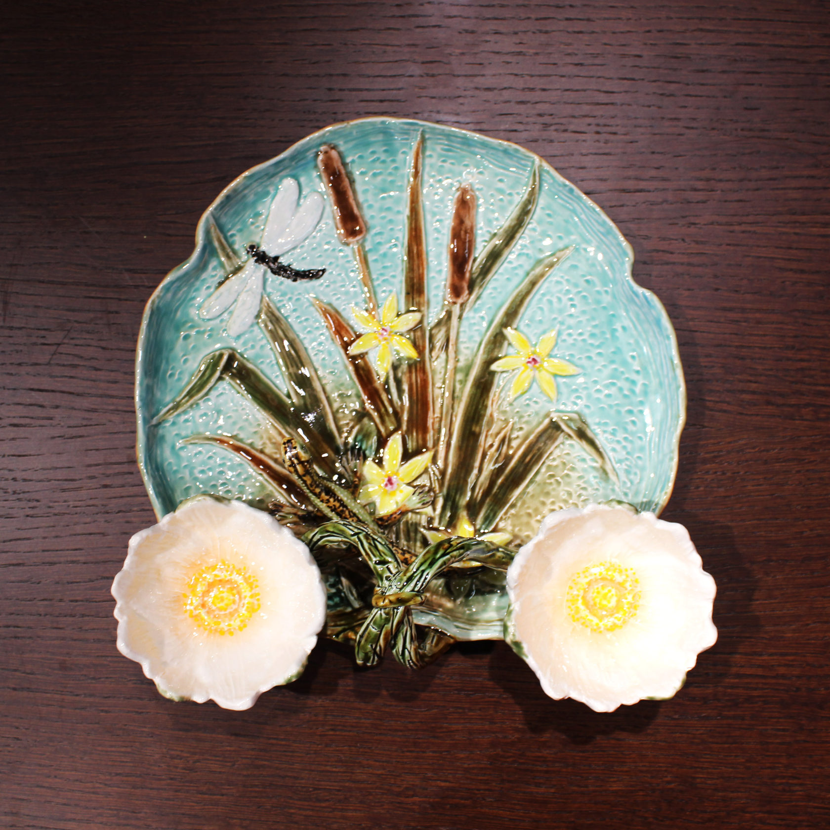 Блюдо для закусок (с двумя кувшинками) Голубой/Ящерица PROVANSFAIENCE sun-id-994524 - Вид №12