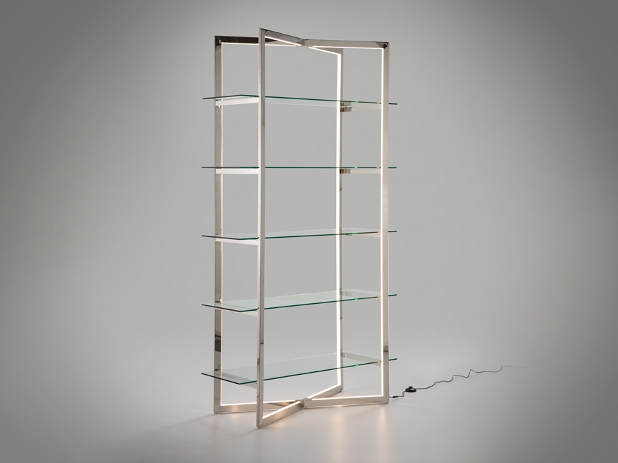 098700 Стеллаж с подсветкой LED нерж. Schuller Zaila  - Вид №1