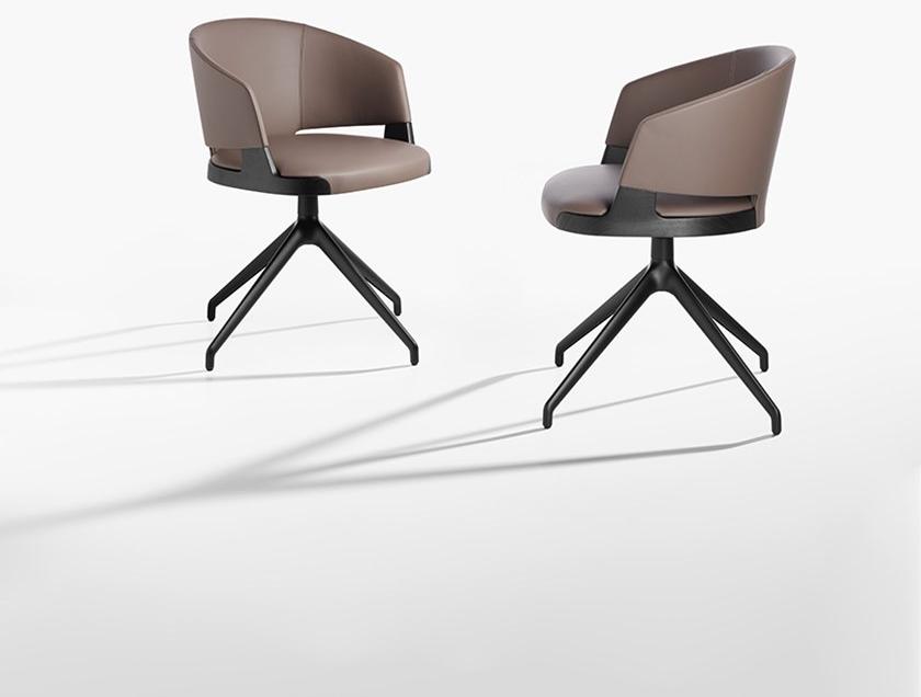 Potocco Поворотное кожаное кресло с подлокотниками Velis 942/pag - Вид №1